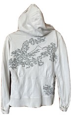 Vintage Rare Triple Five Soul NYC full zip-up hoodie White Embroidered XL