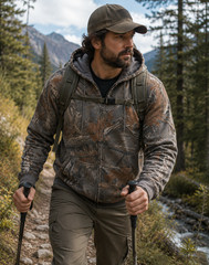 TrailCrest Men’sCotton Blend Camouflage / Faded Camo Zip Hoodie Jacket Outerwear