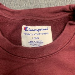 Champion Unisex Sweatshirt L Maroon Authentic Athleticwear Crewneck Script Logo