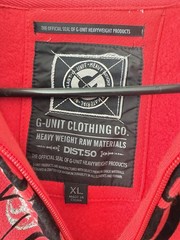 G-Unit Clothing (50 Cent) Men’s Red Zip Up Graphic Print Hoodie, XL