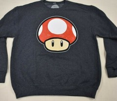Super Mario Mens Red Mushroom Sweatshirt Fleece Crew NWT S, M, L, XL, 2XL, 3XL