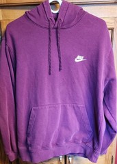 NIKE Hoodie Mens L Large Sweatshirt Dark Plum Embroider Swoosh Logo Spellout VTG