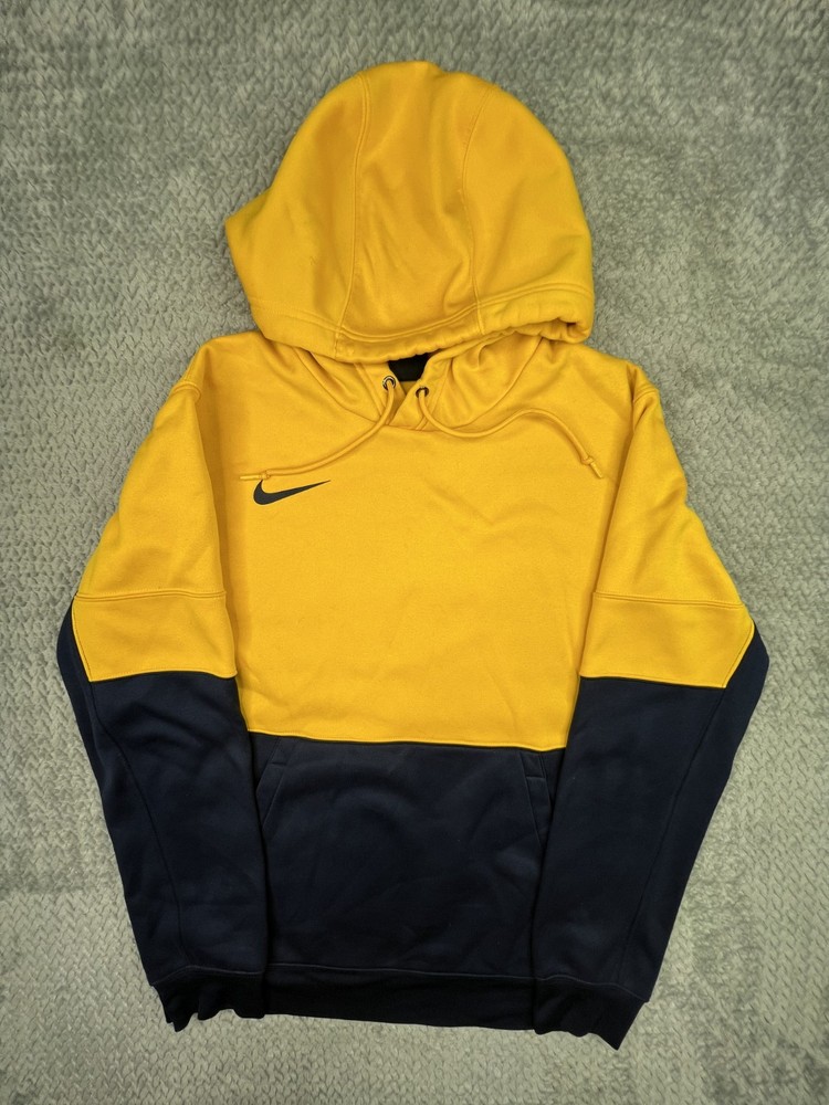 Nike Therma Pullover Color Block Hoodie Navy Blue Yellow Men’s Medium