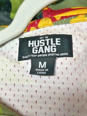 HUSTLE GANG Short Sleeve Mesh Hoodie Size Medium Mens Kenya drawstring colorful
