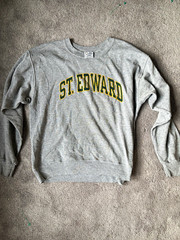 1980s The Cotton Exchange Men’s College Graphic Gray Crewneck Fleece Pullover L