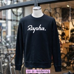 Rapha. Logo Sweatshirt Black Crewneck 100% Cotton Size Large Pullover ~Cycling