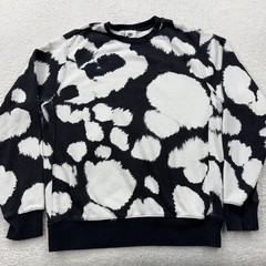 Nike Mens S Black White Abstract Cloud Tie Dye Crewneck Sweatshirt CU4344-010