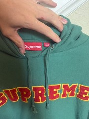 SUPREME SS18 CORD COLLEGIATE Box LOGO HOODED SWEATSHIRT Green Hoodie SZ M