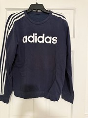Adidas Essentials 3-Stripes Fleece Crew Sweatshirt Navy Blue