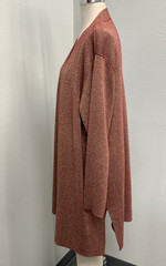 Susan Graver Sweater Duster Cardigan & Tank 2 PC Set Womens 1X Red Gold Shimmer