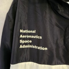 NASA Windbreaker Jacket Black White Red Pullover Half Zip Hooded Size Small
