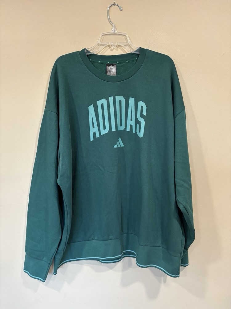 Adidas Men’s Crew Neck Long Sleeve Sweatshirt Collegiate Green Size 2XL NWT