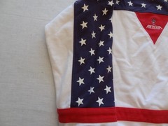 Vintage Antigua United States Flag US All Over Sweatshirt Men’s Large Flaws