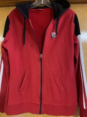 DUCATI CORSE Mens M Hoodie Full Zip Front Track Jacket, Sweat Jacket Red & Black