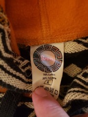 Rupay Men’s L Orange Geometric Pullover Fleece Hoodie Pockets Drawstring
