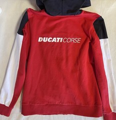 DUCATI CORSE Mens M Hoodie Full Zip Front Track Jacket, Sweat Jacket Red & Black
