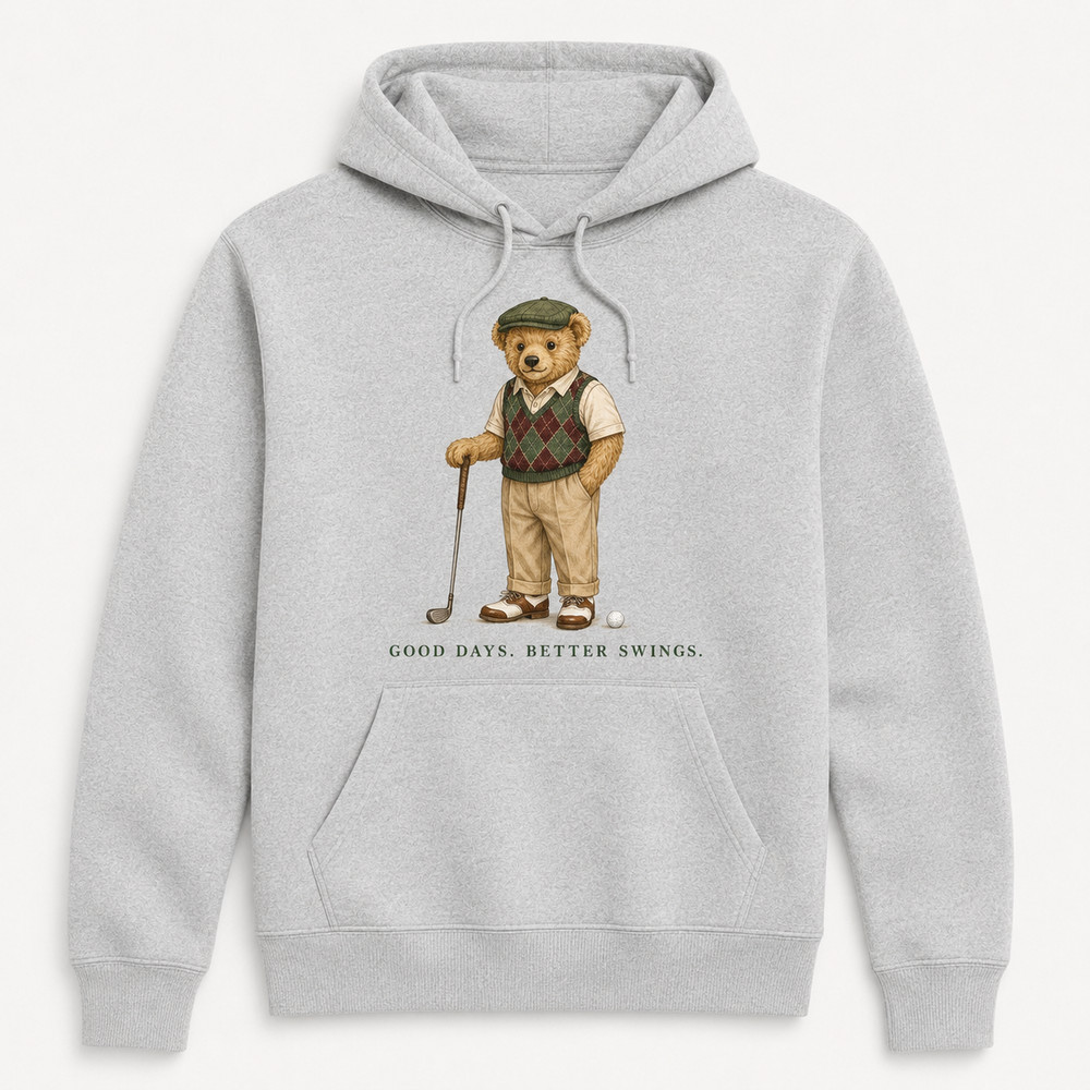 Golf Bear Hoodie Vintage Preppy Golfer Graphic Sweatshirt Unisex Golf Lover Gift