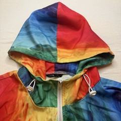 Shein Rainbow Paint Drip Hoodie Color Splash Graphic Pullover ZipUp Streetwear L