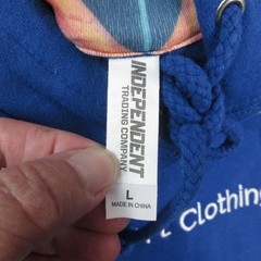 CoreComfort Clothing Hoodie Mens Large Blue Pullover Graphic Logo Sweatshirt