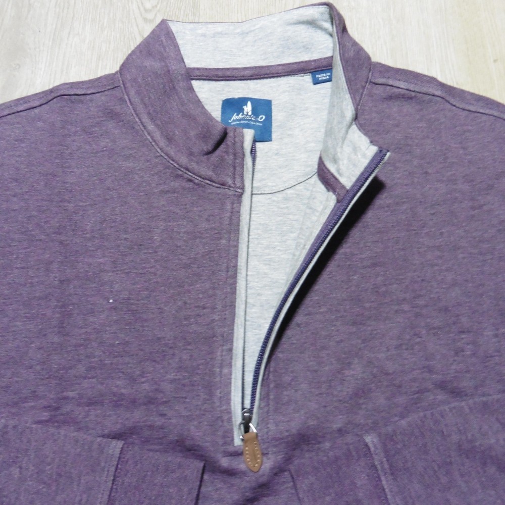 JOHNNIE-O Mens L LARGE SULLY PULLOVER 1/4 ZIP ROYAL PLUM PURPLE GOLF SWEATSHIRT