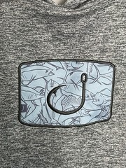 Avid Outdoors Hoodie Gray Heather Hook Fishing Beach L