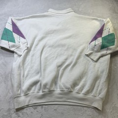 Vintage 80s Argyle Sweatshirt Venezia One Size Purple Green Geometric