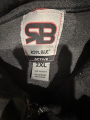 Royal Blue Active Mens 2XL Gray Full Zip Hoodie Sweatshirt Polyester Athletic