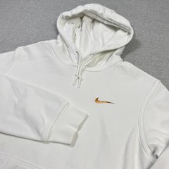 Nike Hoodie Mens M White Pullover Hooded Pockets Lined Heavyweight Fleece Logo