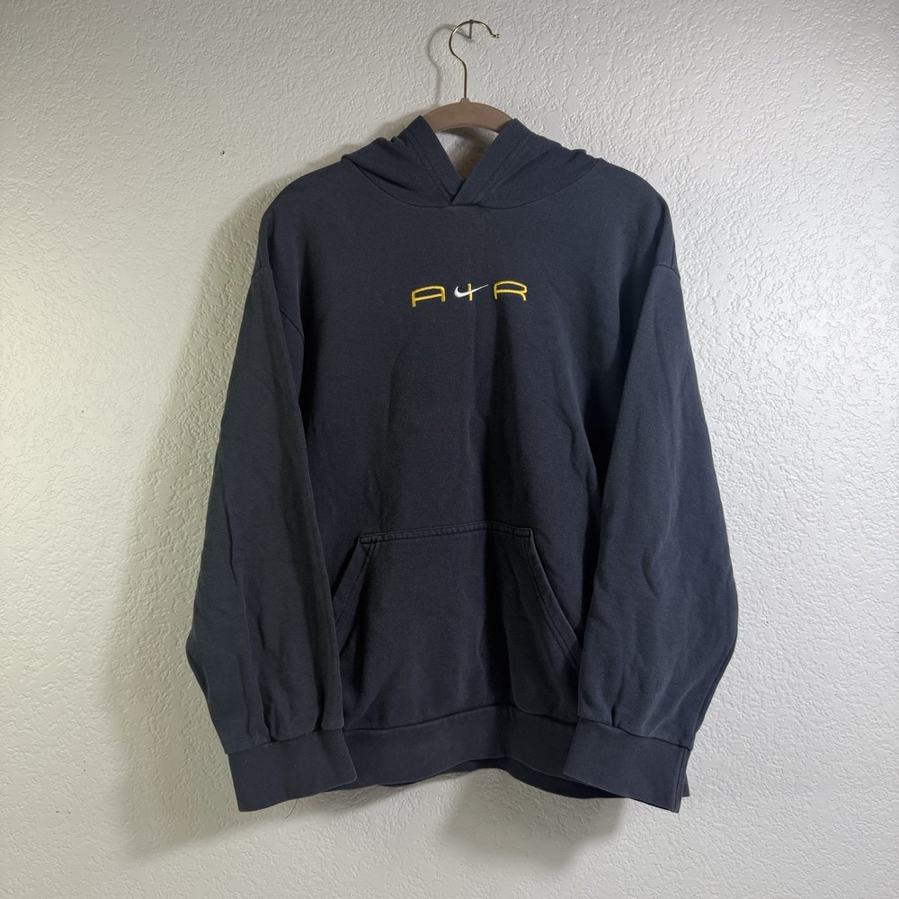 Vintage 90s Center Swoosh Nike Hoodie Youth L (14-16) Adult Small Black Faded
