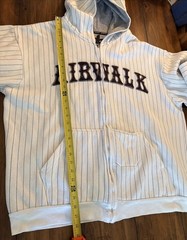 90s/Y2K Airwalk Full Zip Pin Stripe Hoodie Letter Spell Out Flip Phone Pocket L