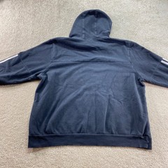 Adidas Sweater Hoodie Men Size Medium Black Pullover Athletic 3 Stripe Sleeve
