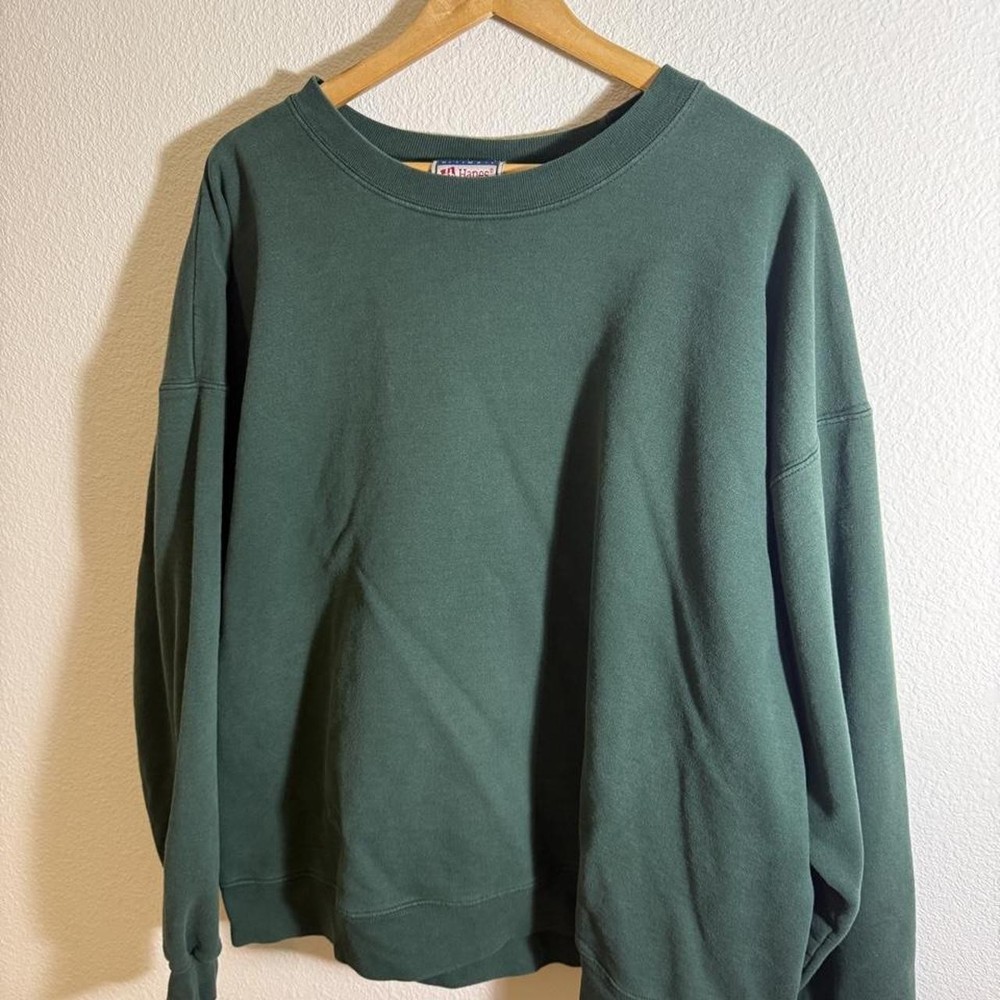 Vintage Hanes Ultimate Cotton Forest Green Blank Crewneck Sweatshirt XL