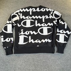 Champion Reverse Weave Mens Large Black White All Over Print Sweatshirt #3973