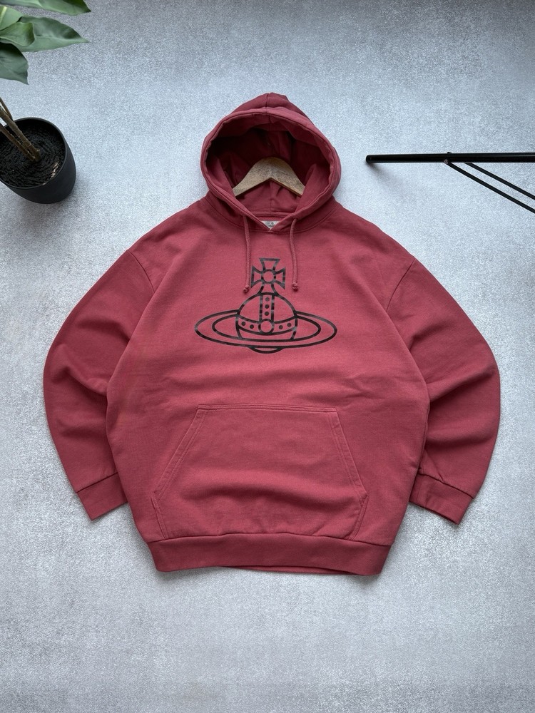Vivienne Westwood Big Logo Orb Hoodie Pullover Hooded Men’s Luxury Red Size XL