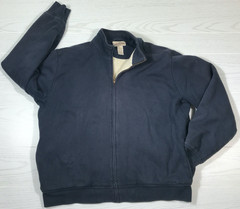 LL Bean Katahdin Iron Works Sherpa Lined Jacket Men L Blue Pockets Full Zip Dad