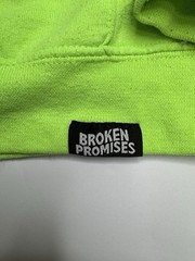 Broken Promises Easy Come Easy Go Hoodie Mens L Neon Green Graphic Streetwear