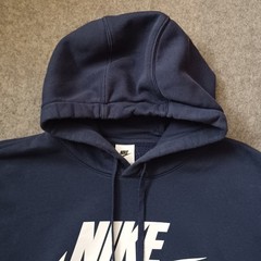Nike Hoodie Mens XXL Blue Big Center Swoosh Spellout Pull Over Long Sleeve