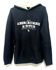 VTG Abercrombie Mens Logo Pullover Hoodie Sweatshirt Fur Lined Hood S M L XL XXL