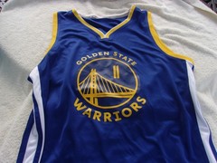 NWOT Fanatics basketball jersey, men’s M, blue, Warriors, #11, Thompson, NBA