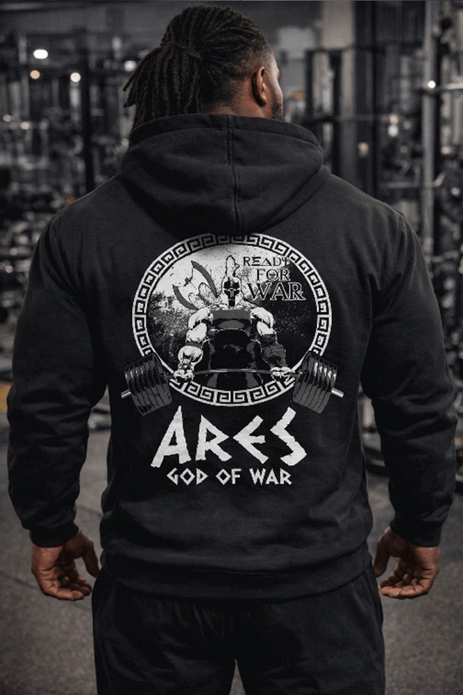 Iron Gods Ares Hoodie Gym Hoodie Pump Cover Aesthetic Black Hoodie Gym Tee