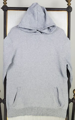 ALTERNATIVE Size Large Mens Knit Cotton+Cashmere Hooded Sweatshirt Hoodie Gray