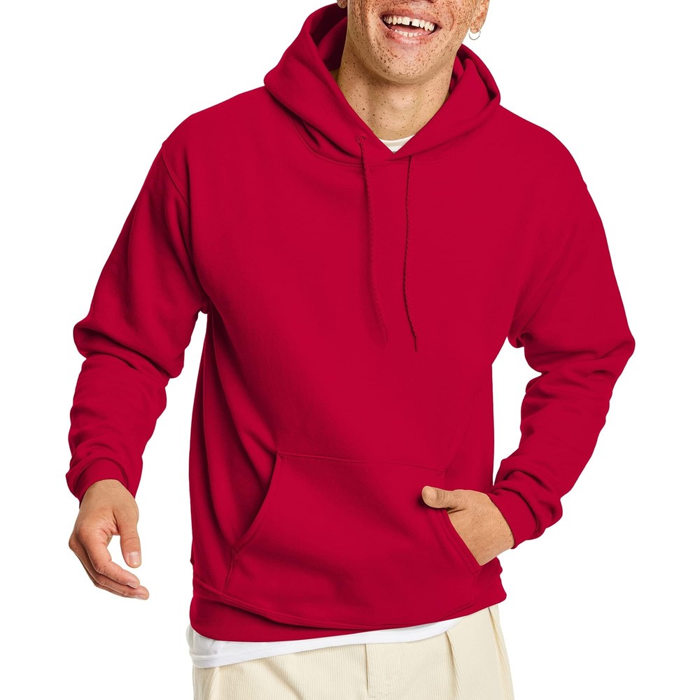Hanes Unisex Hoodie Size M Deep Red EcoSmart Pullover Hooded Sweatshirt Warm