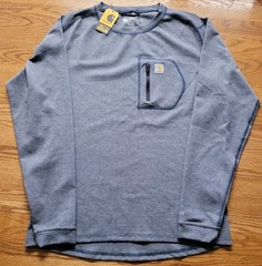 Carhartt Men’s Force Heavyweight Heathered Knit Base Layer Crewneck Pocket Top L