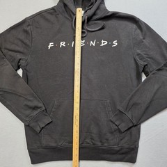 Friends Sweatshirt Mens Medium Black Hoodie Pullover Warner Bros 90s Retro TV