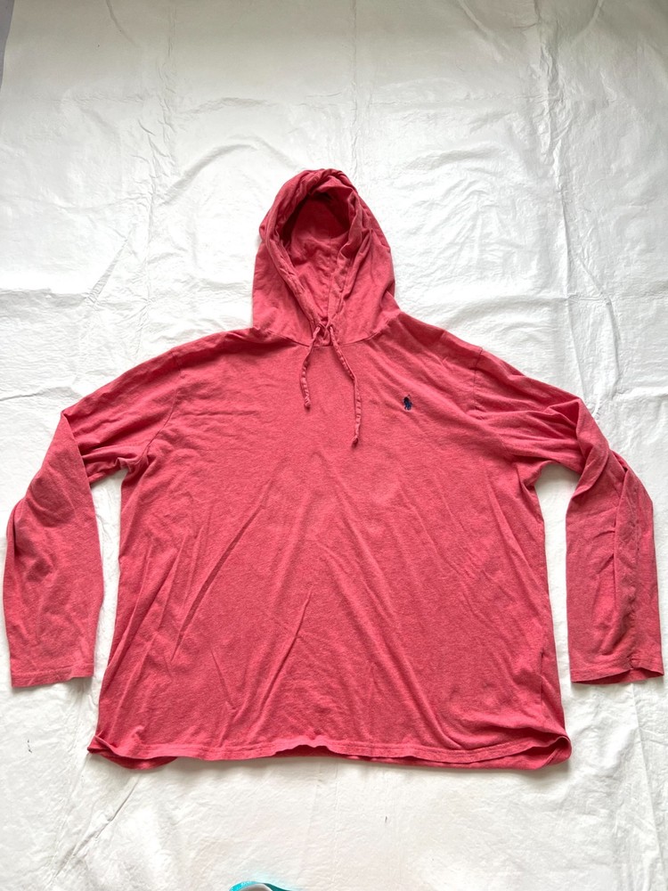 Polo Ralph Lauren hoodie mens XXL jersey coral red T-shirt thin lightweight