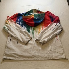 Shein Rainbow Paint Drip Hoodie Color Splash Graphic Pullover ZipUp Streetwear L
