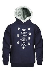 Hazy Blue Hoodie Slogan Sweatshirt Keep Calm Walking Dog Crazy Dog Lady