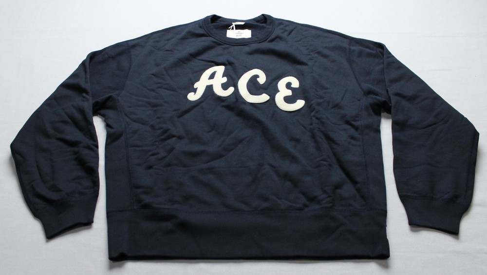 Reigning Champ Adults Atelier Ace Hotel Felt Letter Crewneck NC3 Navy Medium NWT