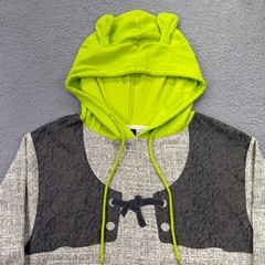 Shrek Hoodie Mens Large Lime Green Gray Costume Cosplay Ears Dreamworks