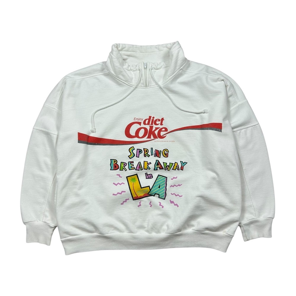 RARE VTG 80s 90s DIET COKE SPRING BREAK IN LA ZIP PULLOVER SWEATSHIRT OSFA XL